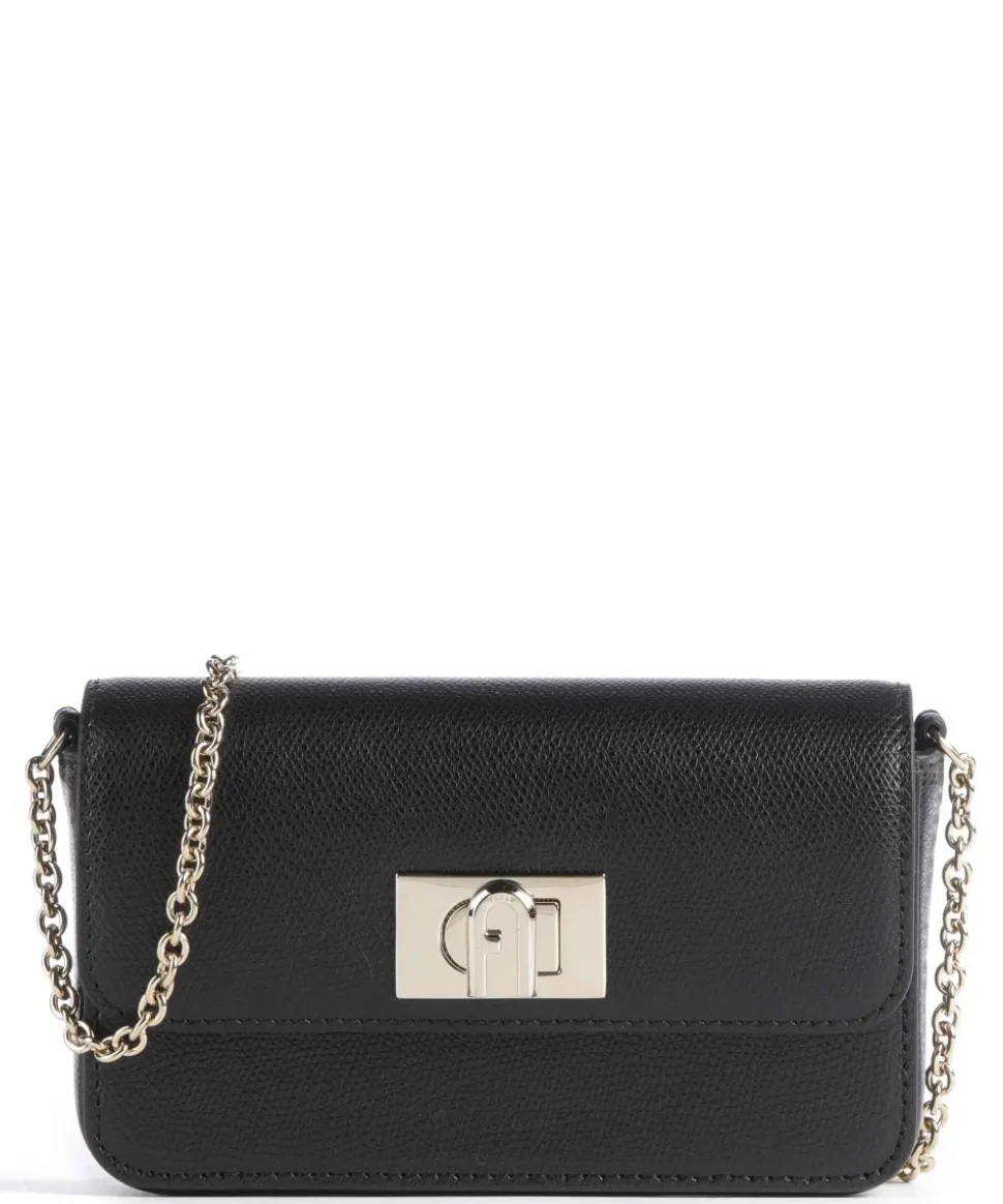 1927 Mini Umhängetasche genarbtes Leder schwarz