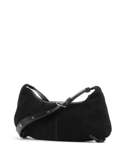 Abigail Suede Schultertasche aufgerautes Leder schwarz