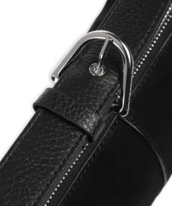 Abigail Suede Schultertasche aufgerautes Leder schwarz