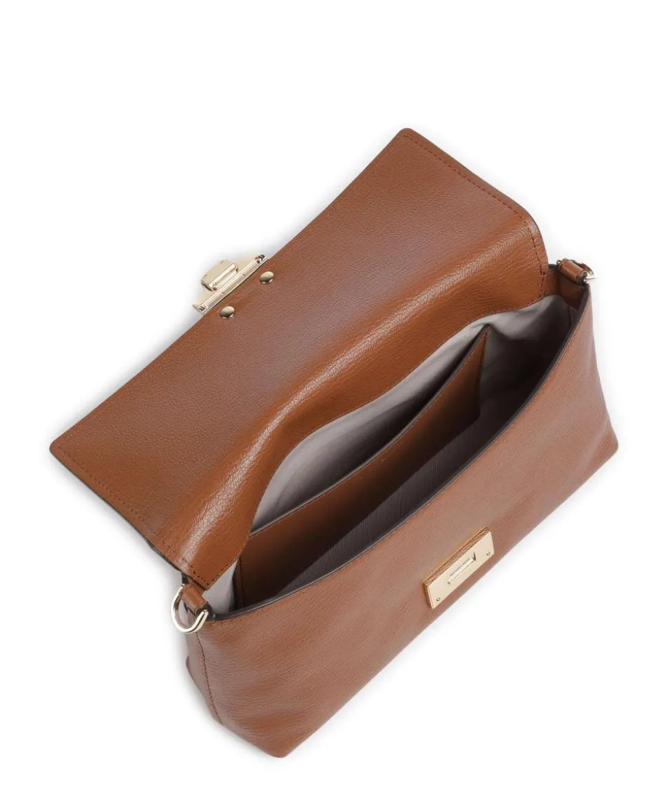 Addie Schultertasche genarbtes Leder braun