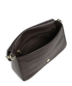 Adria Lulu Schultertasche genarbtes Leder dunkelbraun