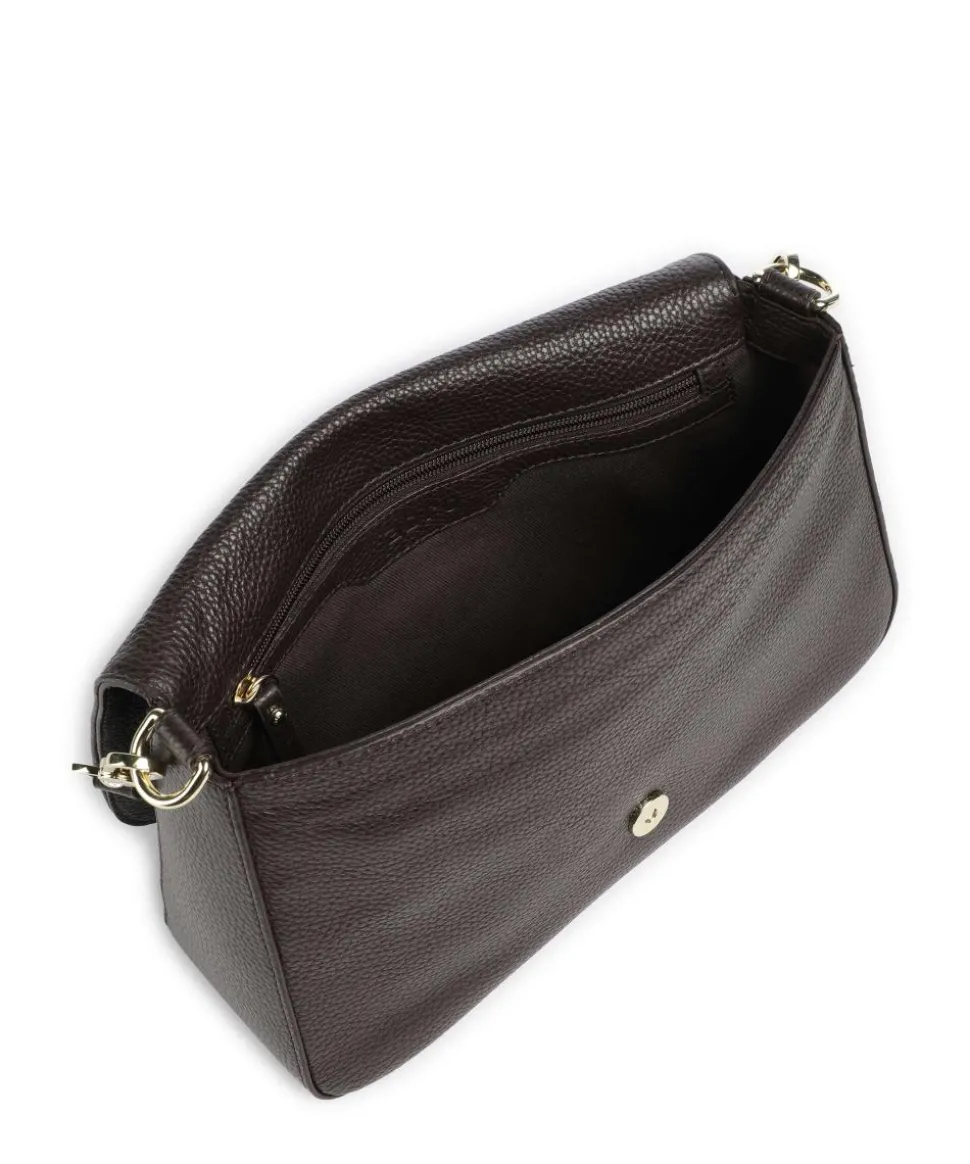 Adria Lulu Schultertasche genarbtes Leder dunkelbraun
