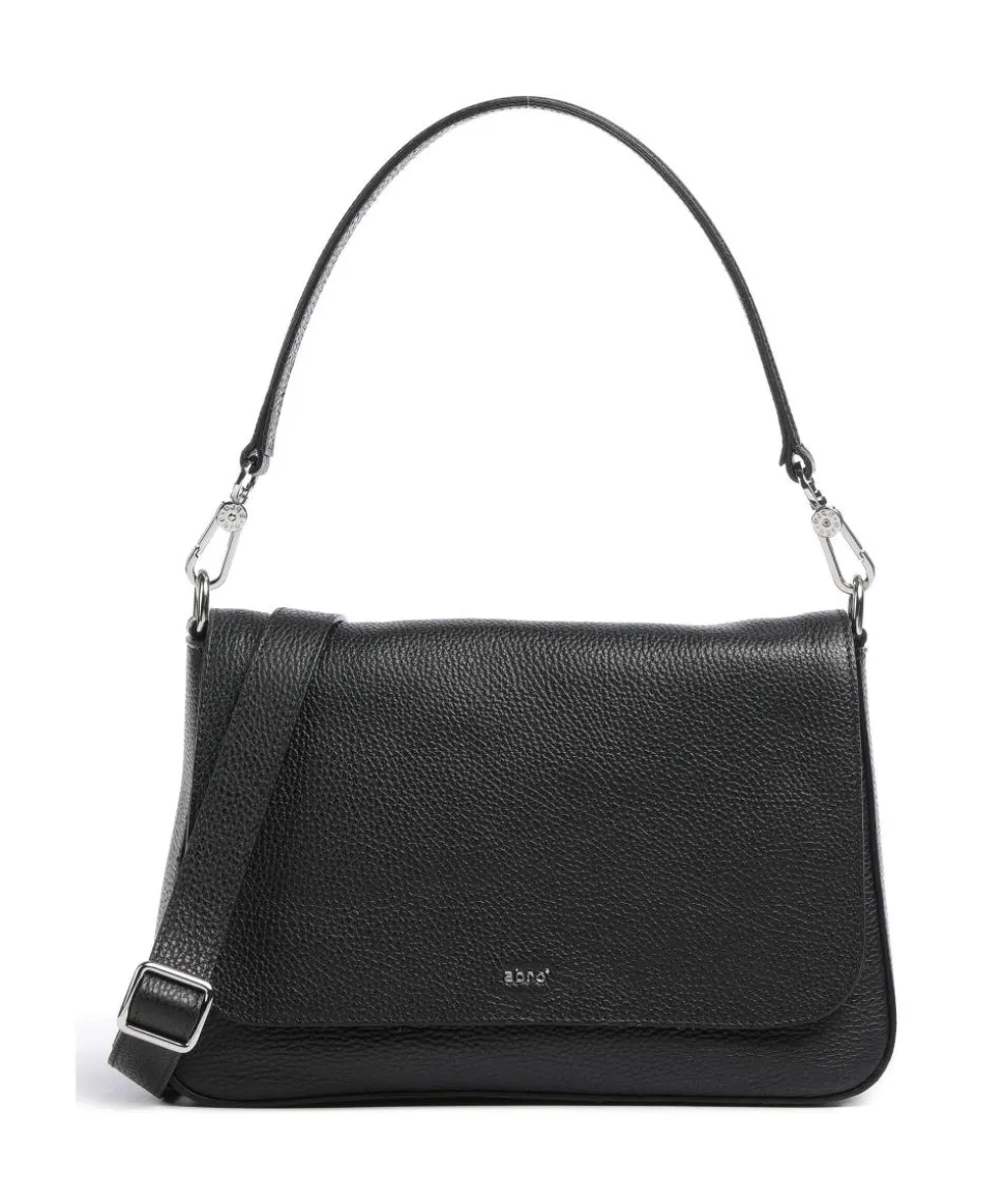 Adria Lulu Schultertasche genarbtes Rindsleder schwarz