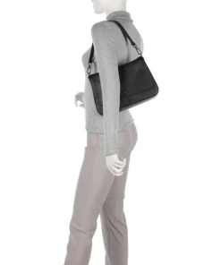 Adria Lulu Schultertasche genarbtes Rindsleder schwarz