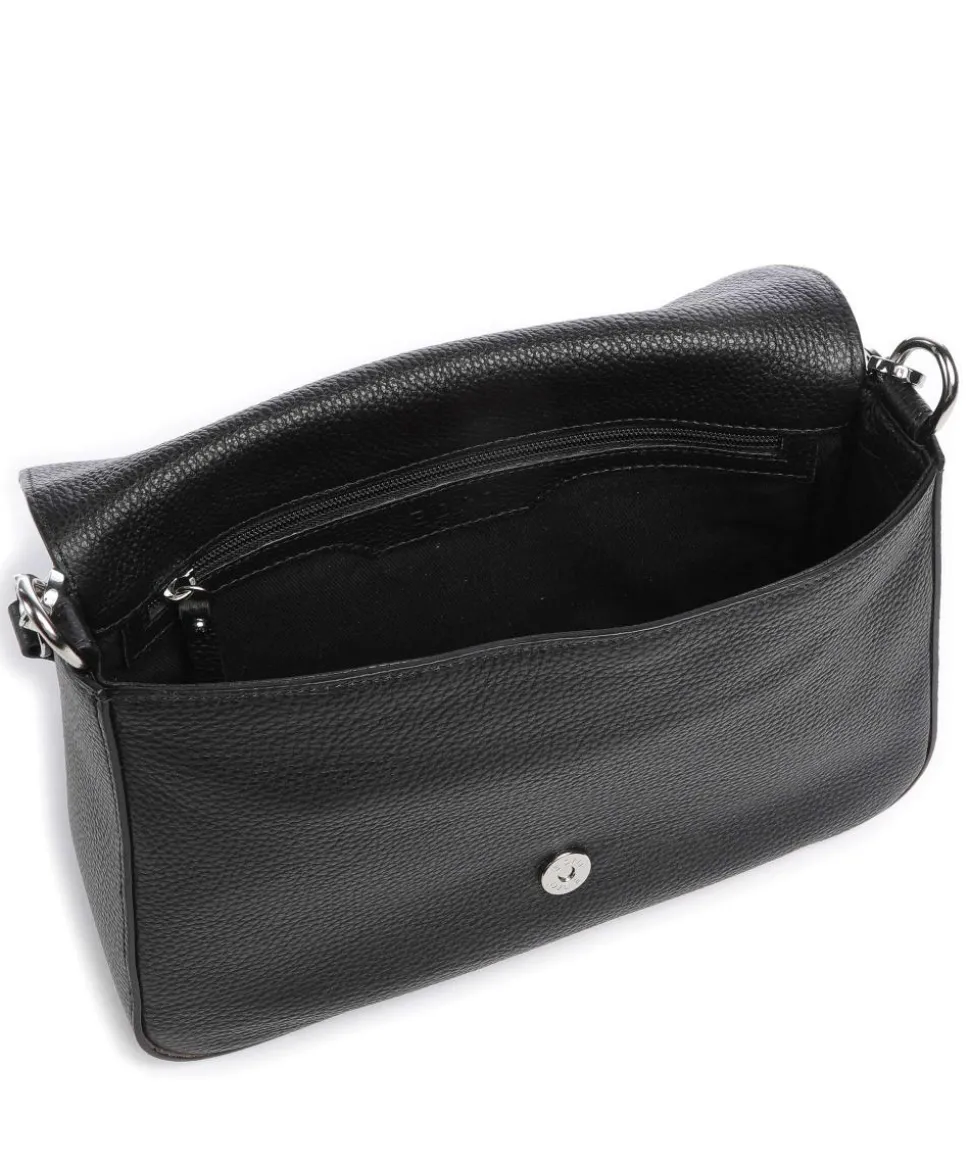 Adria Lulu Schultertasche genarbtes Rindsleder schwarz