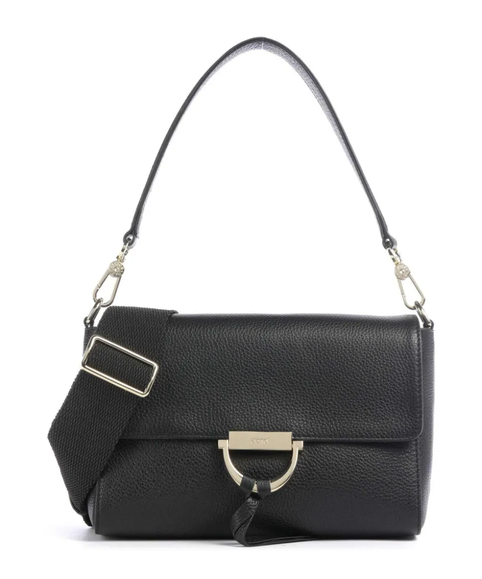 Agave Temi Schultertasche genarbtes Leder schwarz
