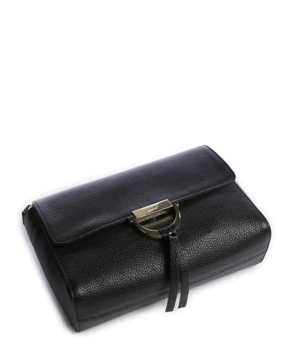 Agave Temi Schultertasche genarbtes Leder schwarz