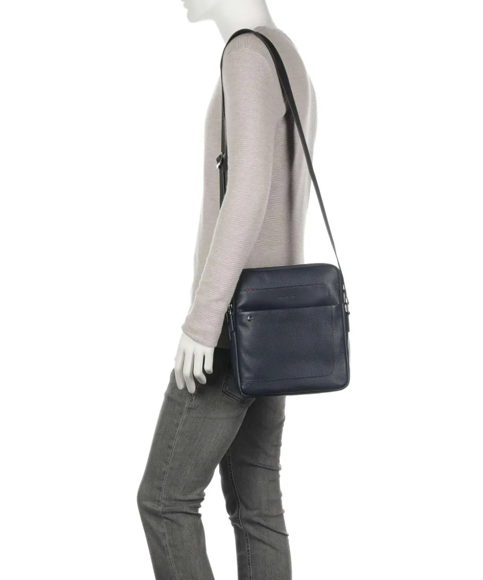 Alaska Umhängetasche 10″ genarbtes Leder navy