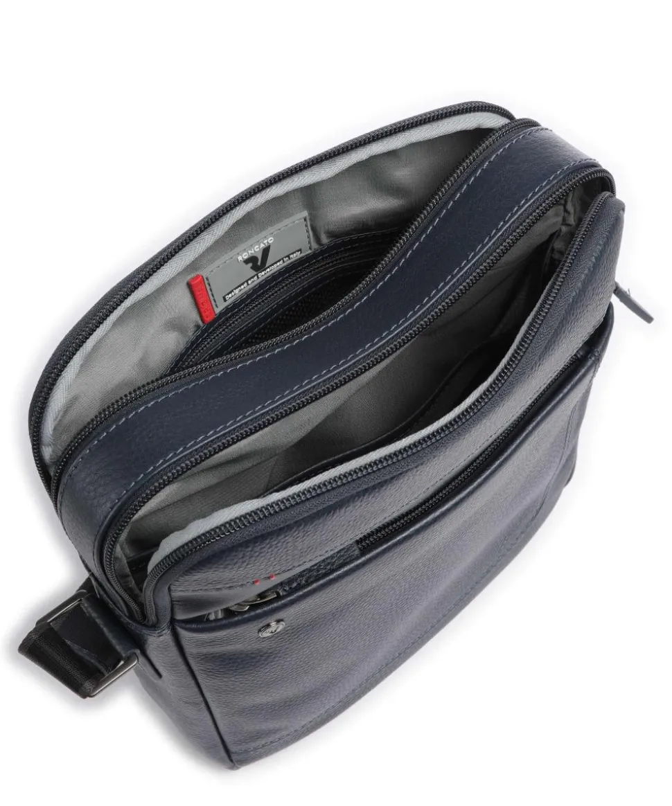 Alaska Umhängetasche 10″ genarbtes Leder navy