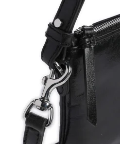 Alice Crinkle Schultertasche fein genarbtes Rindsleder schwarz