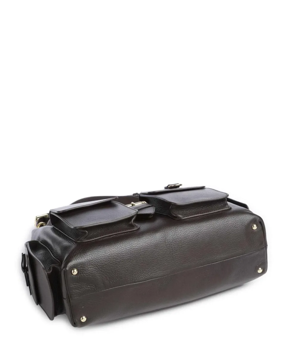 Amelia Large Schultertasche genarbtes Rindsleder dunkelbraun