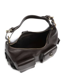 Amelia Large Schultertasche genarbtes Rindsleder dunkelbraun