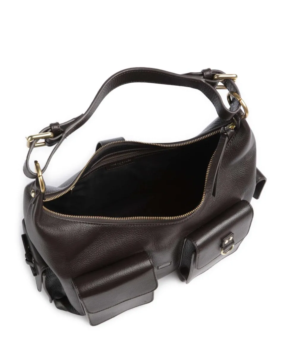 Amelia Large Schultertasche genarbtes Rindsleder dunkelbraun