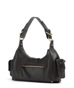 Amelia Schultertasche genarbtes Rindsleder dunkelbraun