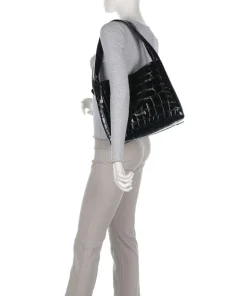 Ange Beuteltasche geprägtes Leder schwarz