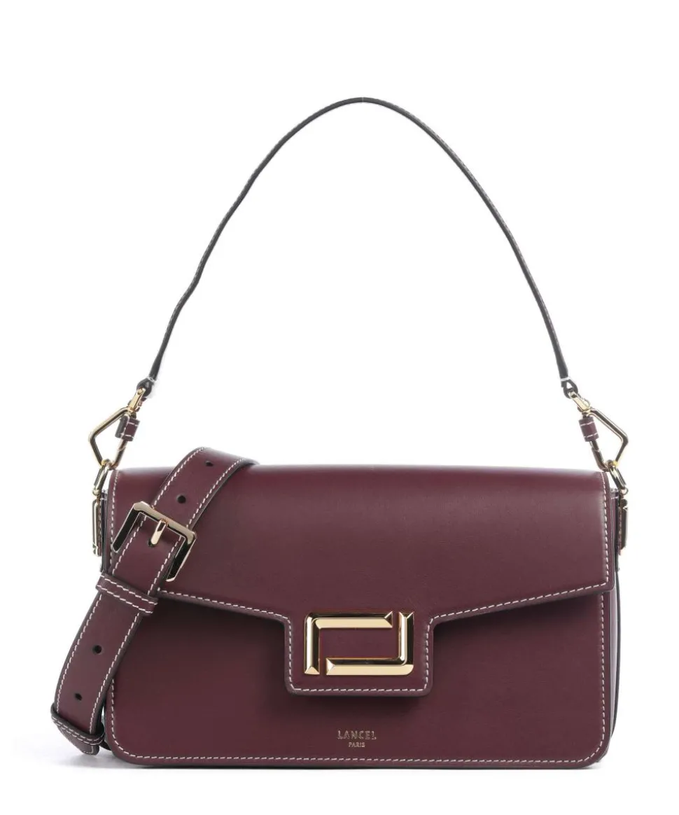 Angele M Schultertasche fein genarbtes Rindsleder brombeer