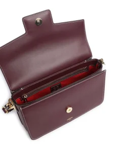 Angele M Schultertasche fein genarbtes Rindsleder brombeer