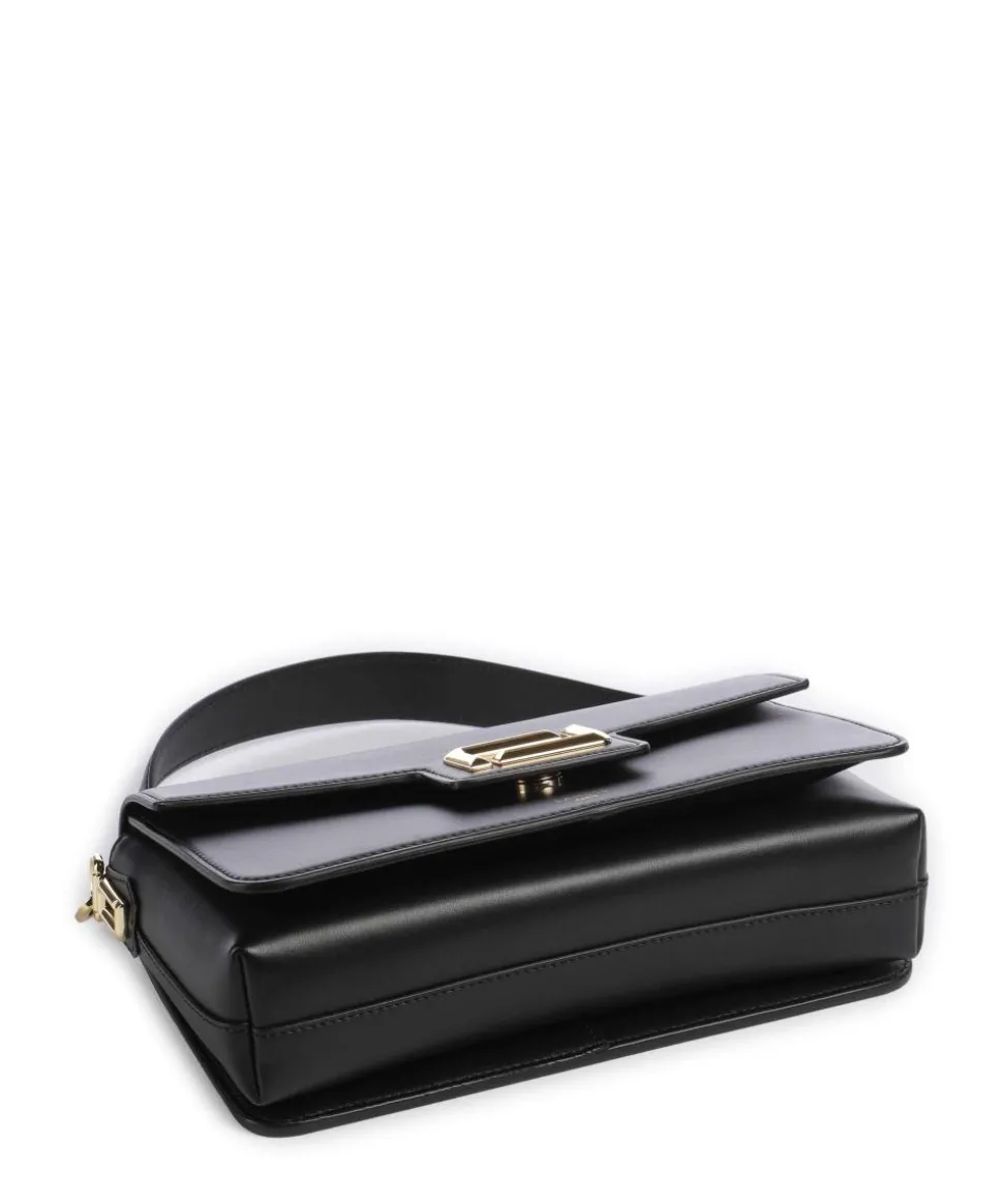 Angele M Schultertasche fein genarbtes Rindsleder schwarz