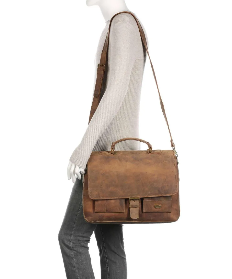 Antic Aktentasche 15″ aufgerautes Leder hellbraun