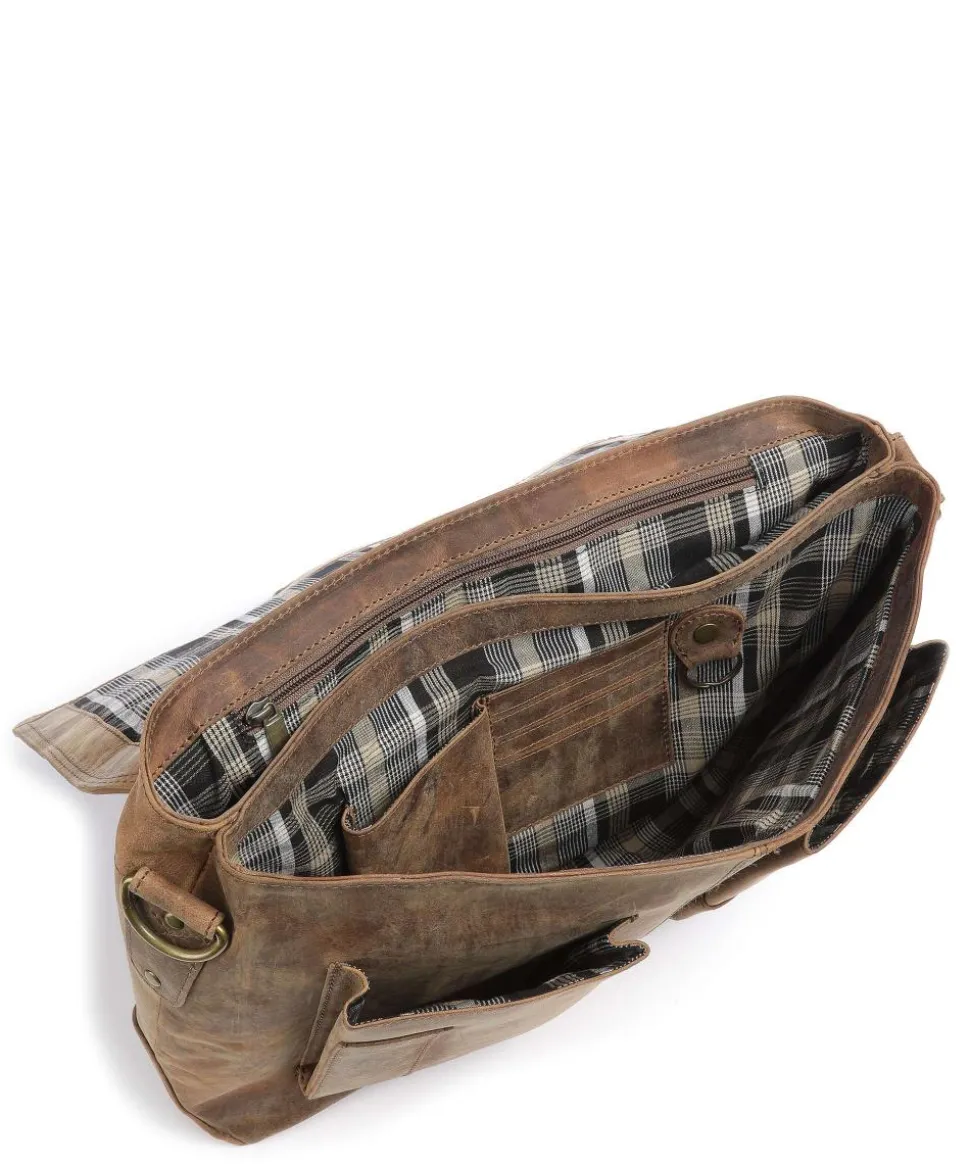 Antic Aktentasche 15″ aufgerautes Leder hellbraun