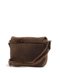 Antic Schultertasche genarbtes Leder braun