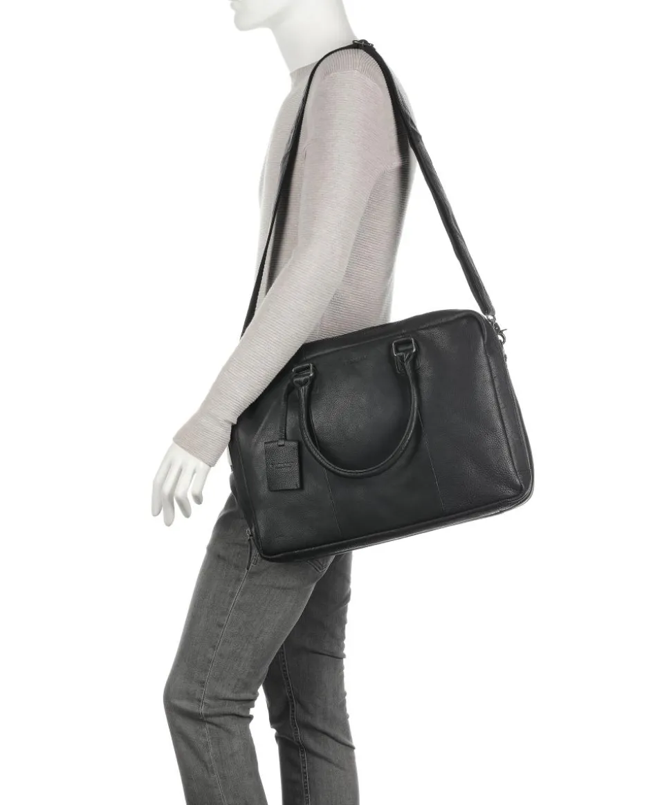 Antique Avery Aktentasche 15″ genarbtes Leder schwarz