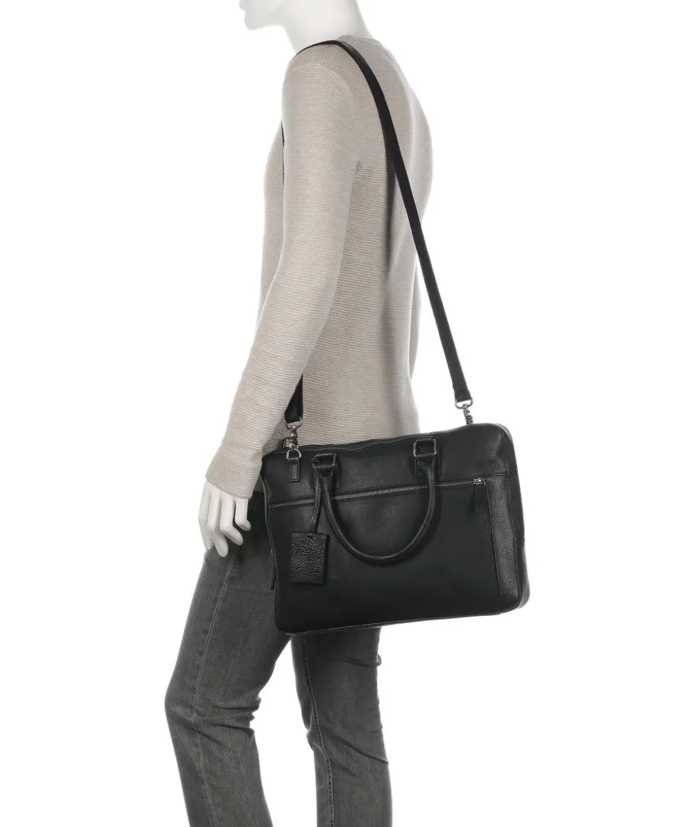 Antique Avery Aktentasche 14″ genarbtes Leder schwarz