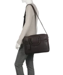 Antique Avery Aktentasche 15″ genarbtes Leder dunkelbraun