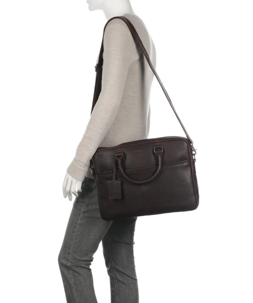 Antique Avery Aktentasche 15″ genarbtes Leder dunkelbraun