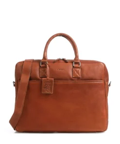 Antique Avery Aktentasche 17″ genarbtes Leder cognac