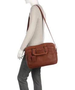 Antique Avery Aktentasche 15″ genarbtes Leder cognac