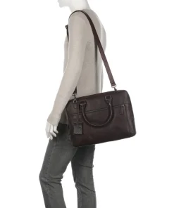 Antique Avery Aktentasche 14″ genarbtes Leder dunkelbraun