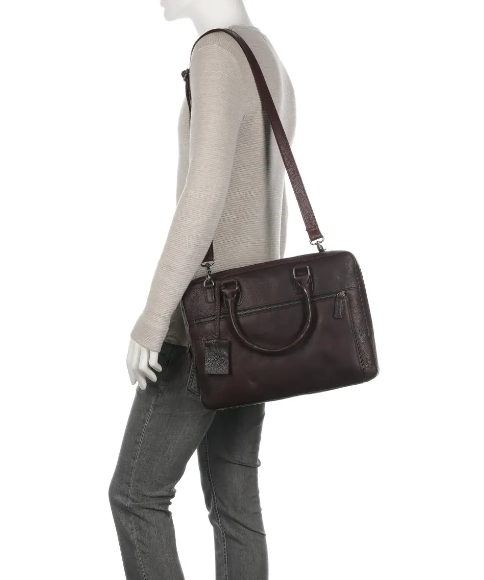 Antique Avery Aktentasche 14″ genarbtes Leder dunkelbraun