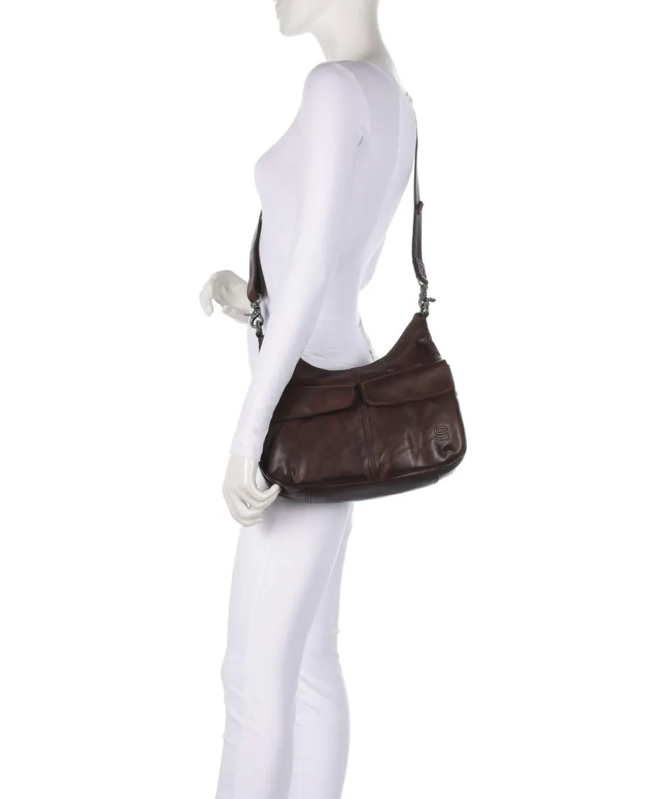 Apache Caryn Schultertasche genarbtes Rindsleder dunkelbraun