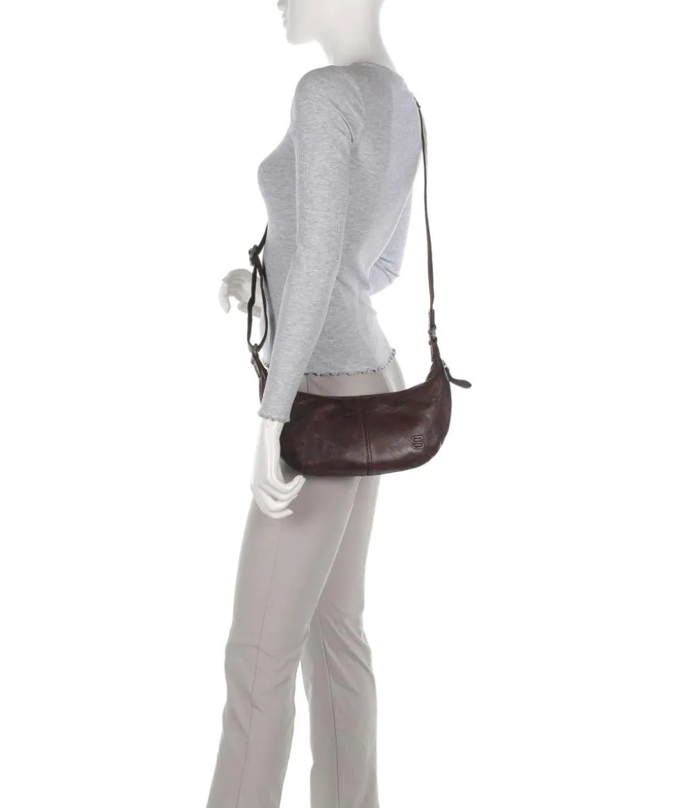 Apache Edee Umhängetasche genarbtes Leder dunkelbraun