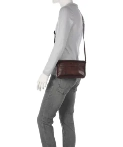 Apache Hubbert Umhängetasche fein genarbtes Leder dunkelbraun