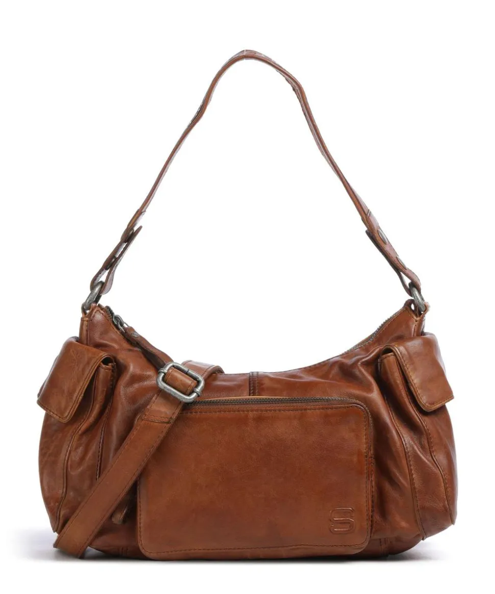 Apache Jaclyne Schultertasche genarbtes Rindsleder cognac