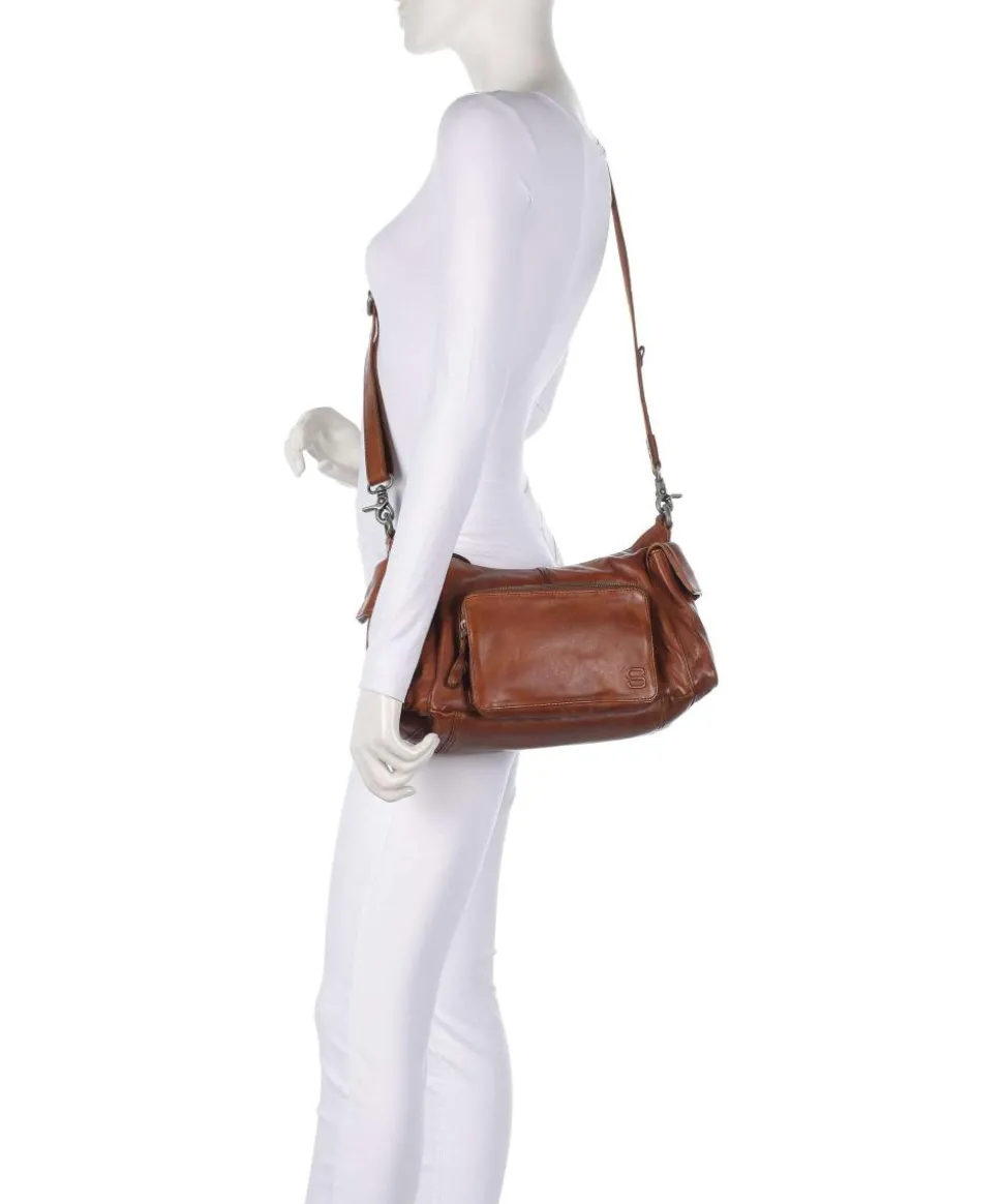 Apache Jaclyne Schultertasche genarbtes Rindsleder cognac