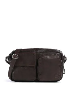 Apache Sara Umhängetasche genarbtes Leder dunkelbraun