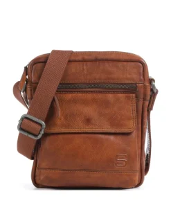 Apache Umhängetasche fein genarbtes Leder cognac