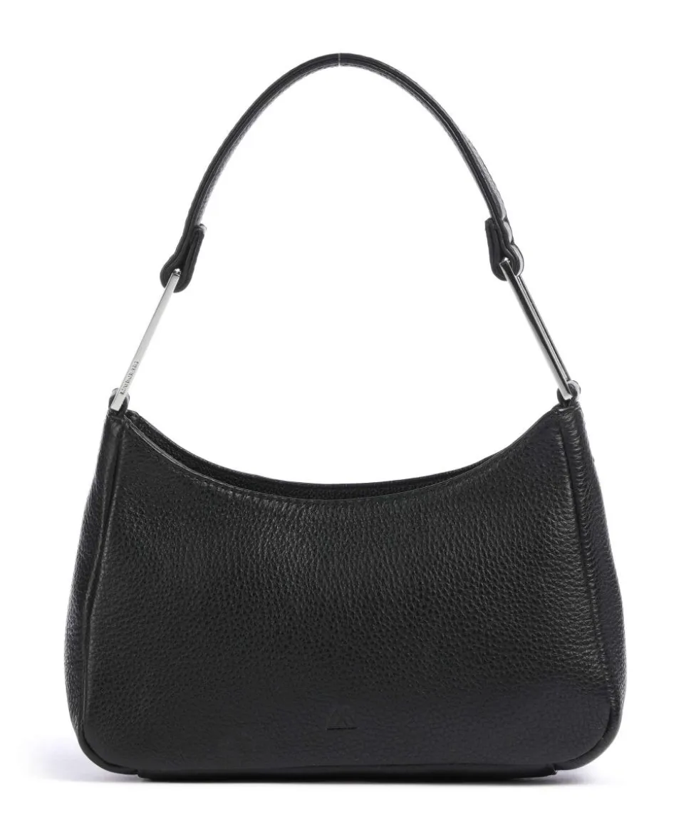 Arialla Schultertasche genarbtes Rindsleder schwarz