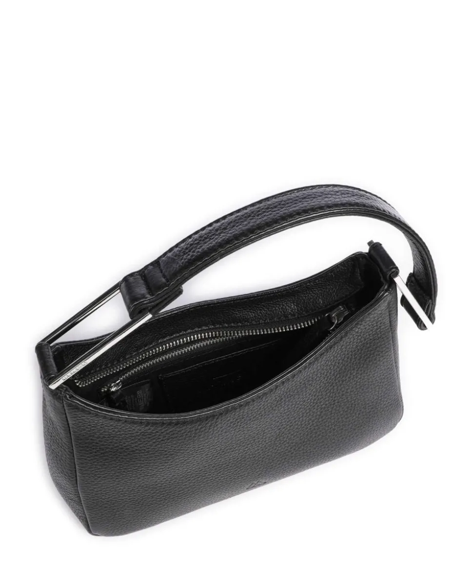 Arialla Schultertasche genarbtes Rindsleder schwarz