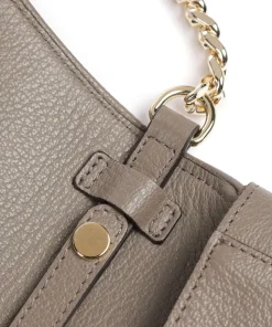 Ariete Clara Schultertasche genarbtes Rindsleder taupe