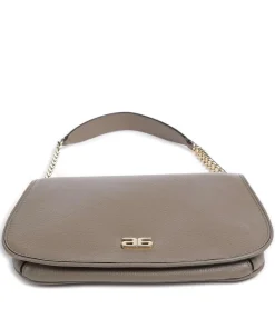 Ariete Clara Schultertasche genarbtes Rindsleder taupe