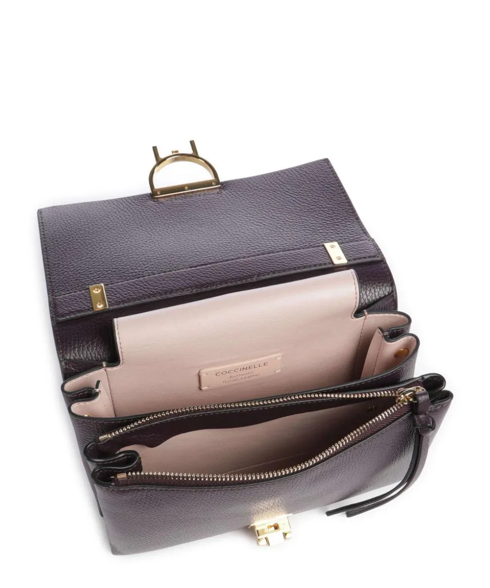 Arlettis Schultertasche genarbtes Leder pflaume