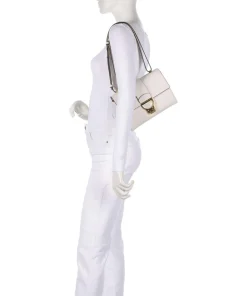 Arlettis Schultertasche genarbtes Leder weiß