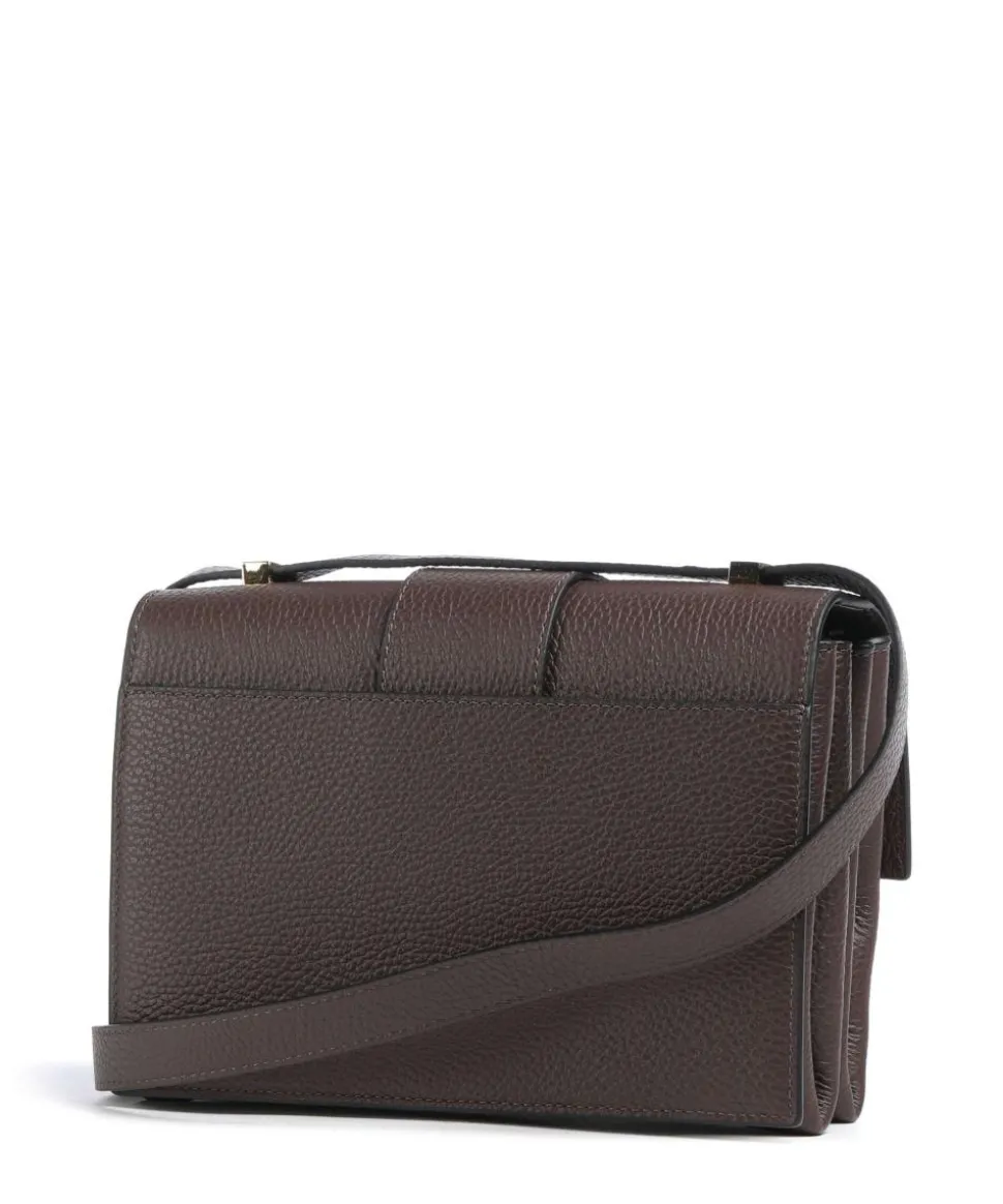 Arlettis Schultertasche genarbtes Leder dunkelbraun