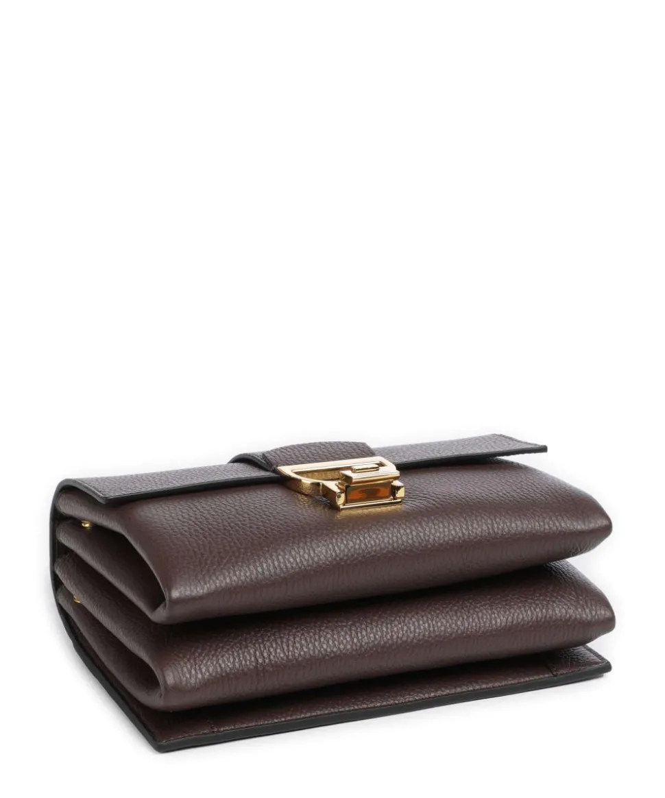 Arlettis Schultertasche genarbtes Leder dunkelbraun