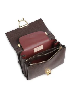 Arlettis Schultertasche genarbtes Leder dunkelbraun