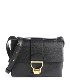 Arlettis Schultertasche genarbtes Leder schwarz